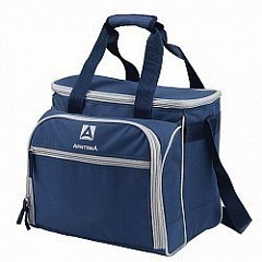 Россия Сумка изотермическая Россия Арктика с набором посуды синяя для 4х человек