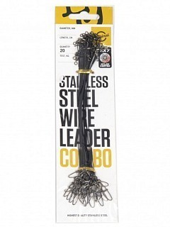 Lucky John Стальной поводок Lucky John SSW 7x7 Оснащ. вертл. и застеж. 20шт. d 0.45mm 06kg 25cm