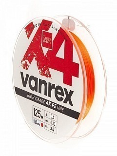 Lucky John Шнур плетеный Lucky John Vanrex х4 Braid Fluo Orange 125/010
